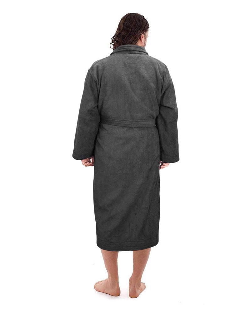 Marquess All-Cotton Bathrobe Thick Plush Cloth Housecoat Terry Toweling for Men & Women, Comfortable & Warm (Charcoal) - Image 4